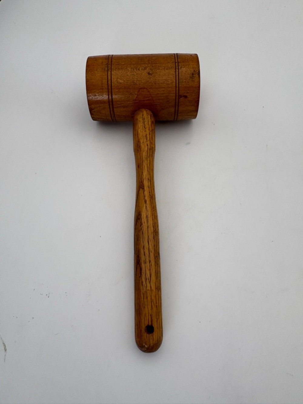Vintage or Antique Handcrafted Wooden Mallet - Natural Brown